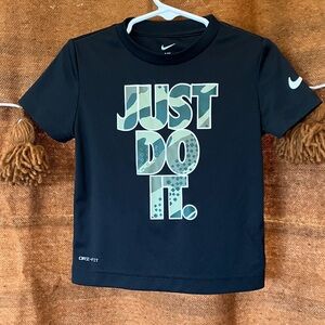 Nike Black Short Sleeve Tee with Green Camo "JUST DO IT" Graphic